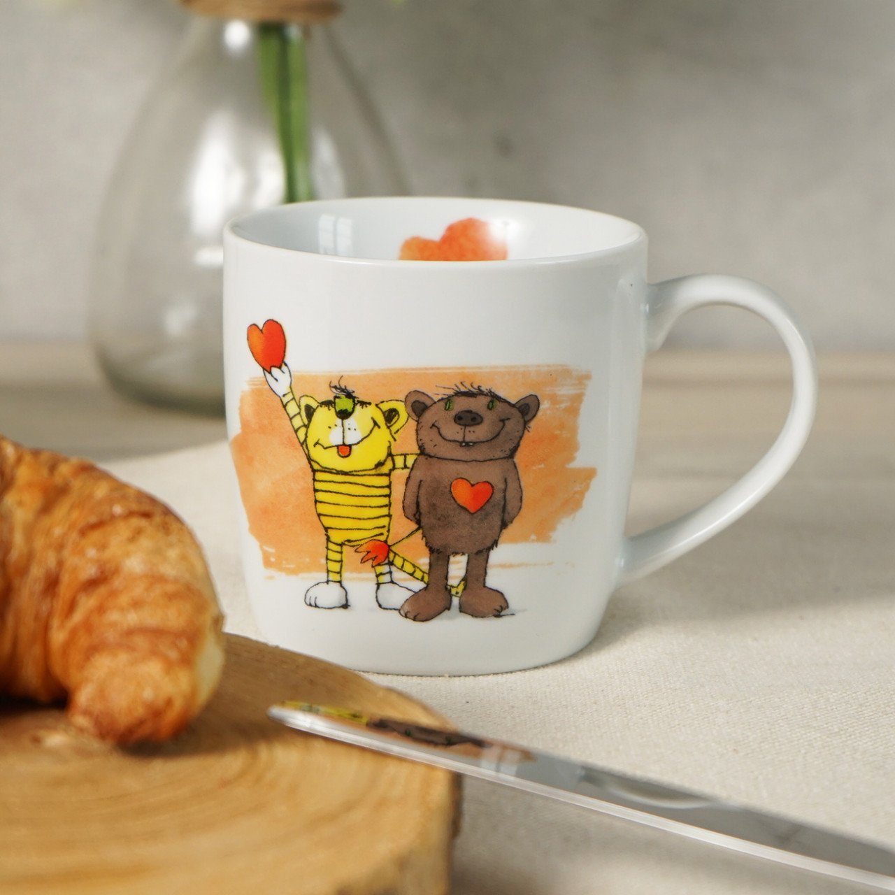 Geda Labels GmbH Tasse Janosch Freunde, 1-tlg., Porzellan, Weiß, 250ml, spülmaschinengeeignet