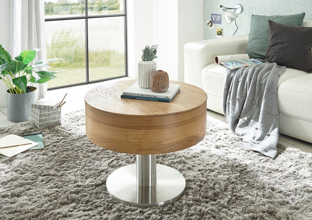 MCA furniture Couchtisch Tanger, Rund unf Rollbar mit Liftfunktion, glatte  Oberfläche
