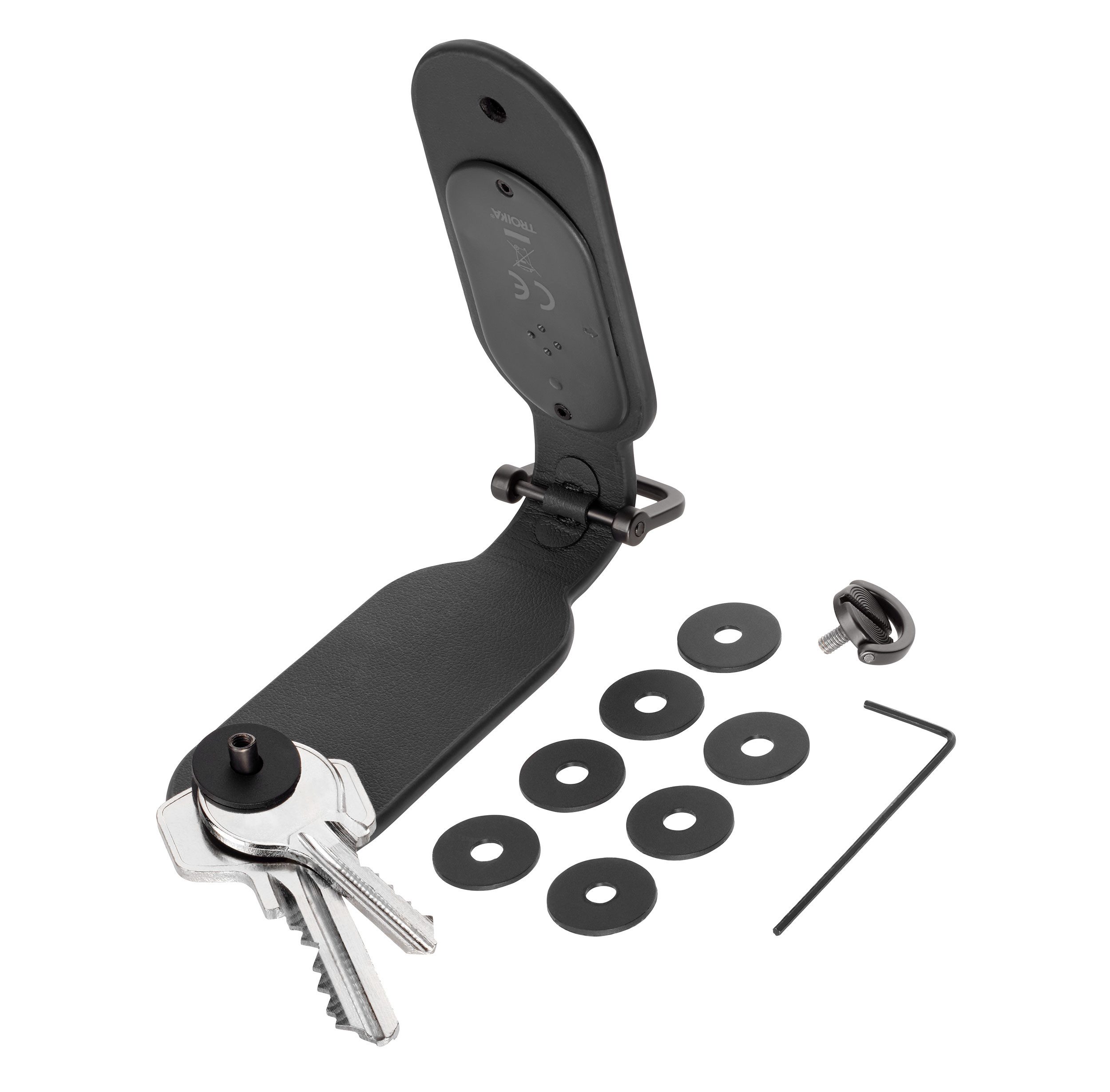 TROIKA Schlüsselanhänger TRACK & FIND, mit GPS Tracker Apple® Find My, Schlüssel Organizer, Key Organizer für 4 Schlüssel, Ortung per App, Metallöse & Kunstlede – Bild 4 von 5