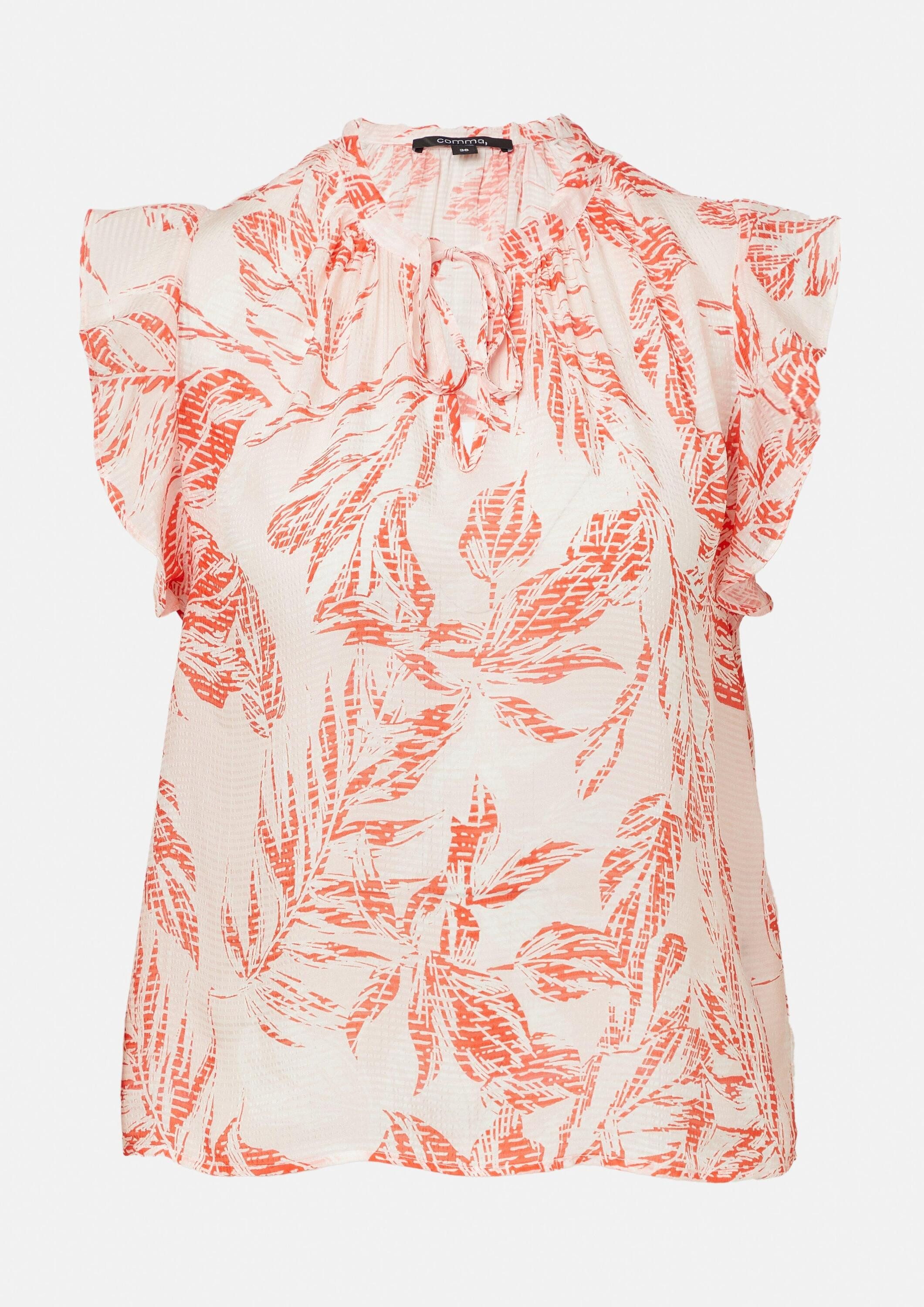 comma Blusentop Bluse Strukturierte Bluse mit Volantärmeln
