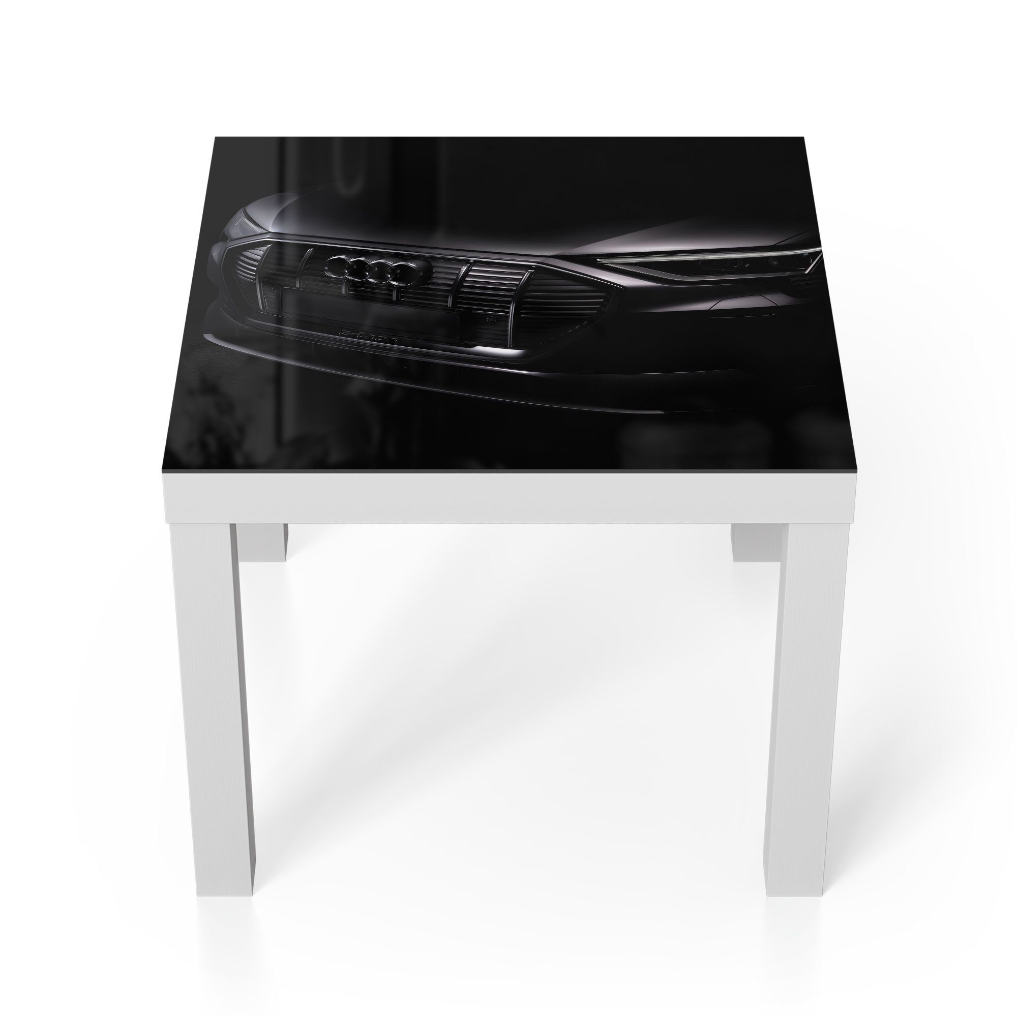 DEQORI Couchtisch 'Audi Frontalaufnahme', Glas Beistelltisch Glastisch modern Weiß | Couchtische