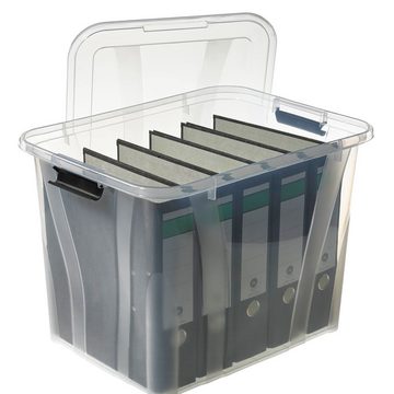 Logiplast Aufbewahrungsbox Set Aufbewahrungsboxen 21 Ltr. + 32 Ltr. + 55 Ltr. - 1 Stück (Spar-Set, 3 Stück), lebensmittelunbedenklich, leicht zu reinigen, transparent