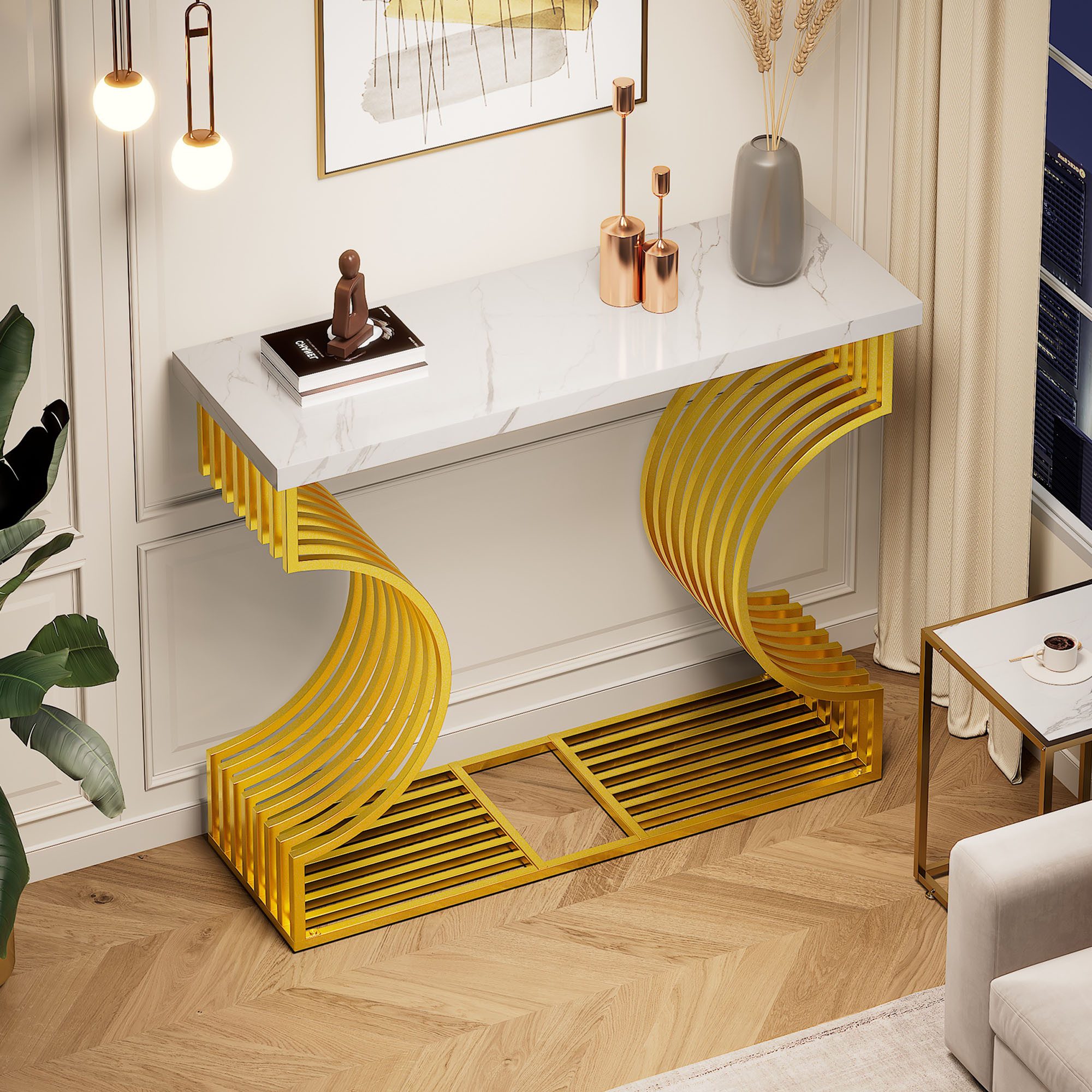 PXloue Konsolentisch Moderne Konsole mit goldener günstig online kaufen