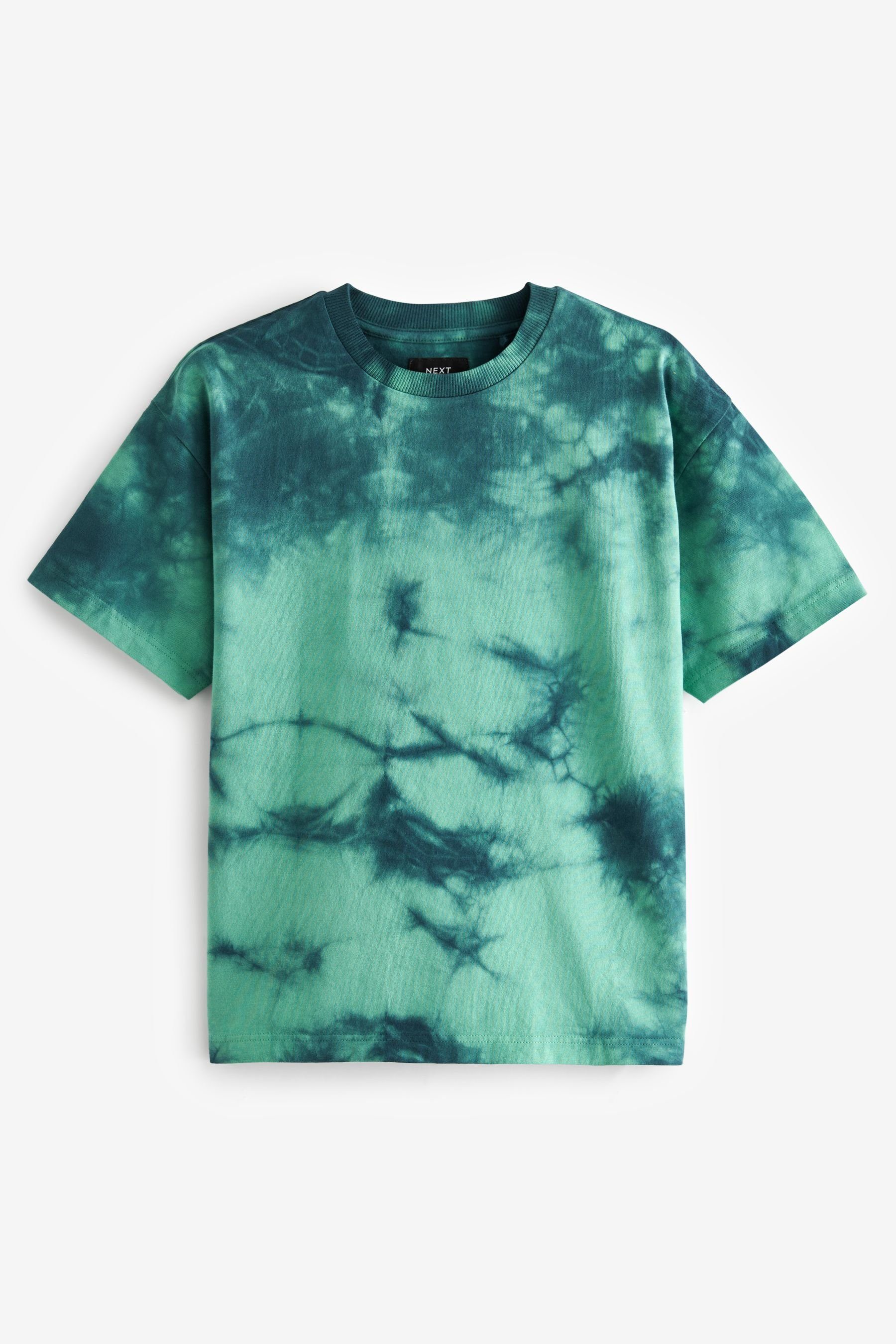 (1-tlg) Fit im Relaxed T-Shirt Batiklook Green Next T-Shirt und