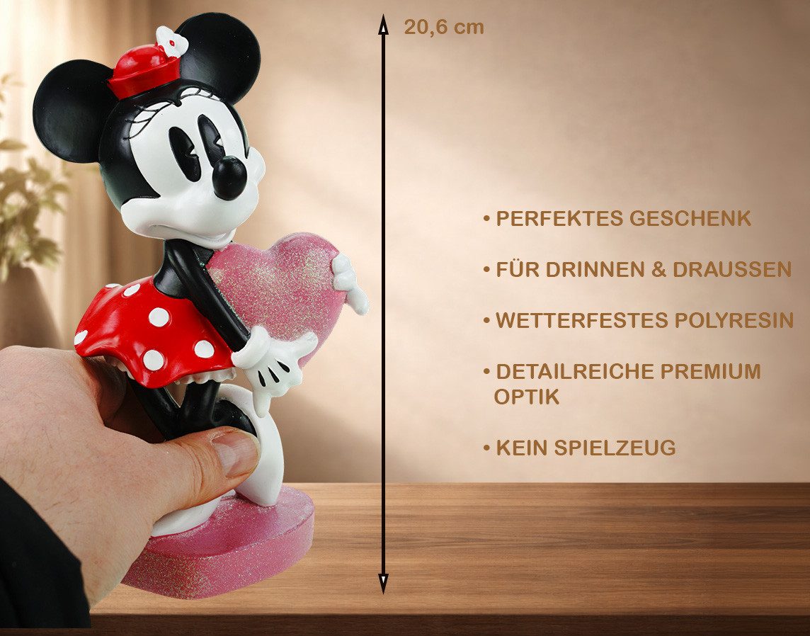 Disney Gartenfigur Disney Minnie Mouse in Love Offiziell lizenzierte Dekofigur 21x13 cm