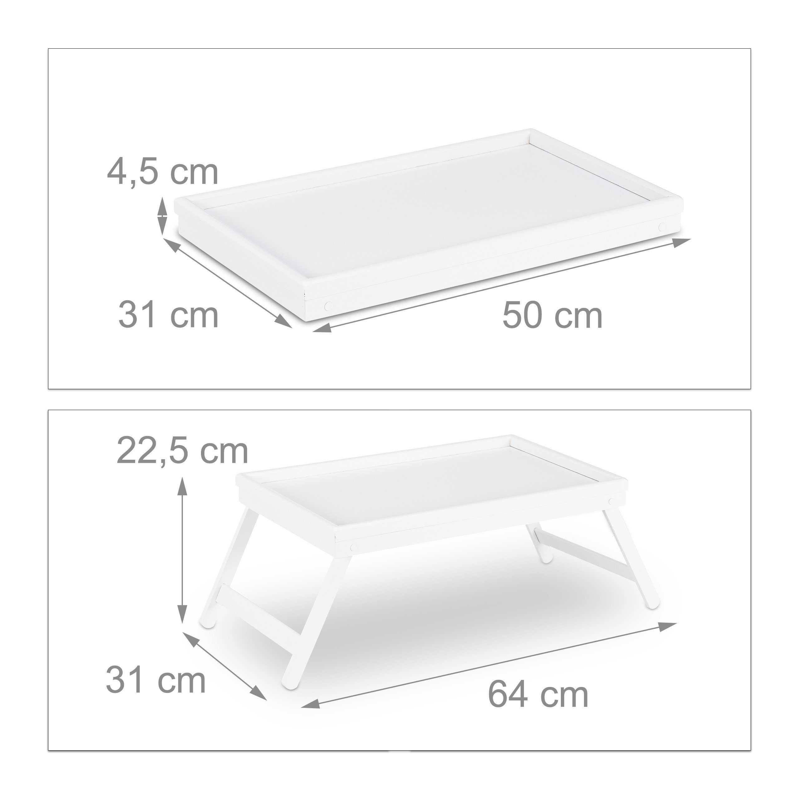 relaxdays Tabletttisch Betttablett Bambus weiß (1-St) – Bild 4 von 5