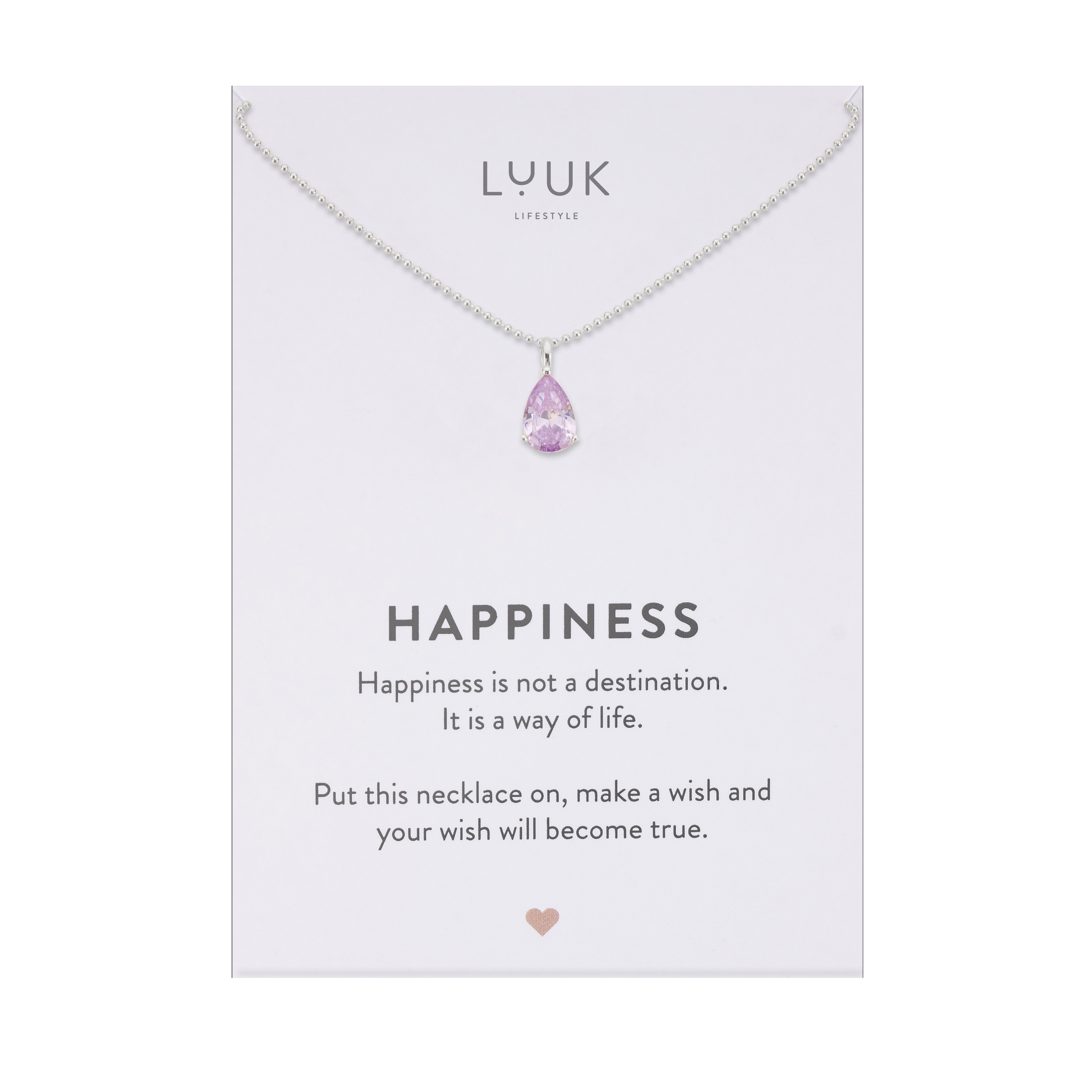 LUUK LIFESTYLE Kette mit Anhänger Lavendel, Halskette mit lila Kristall