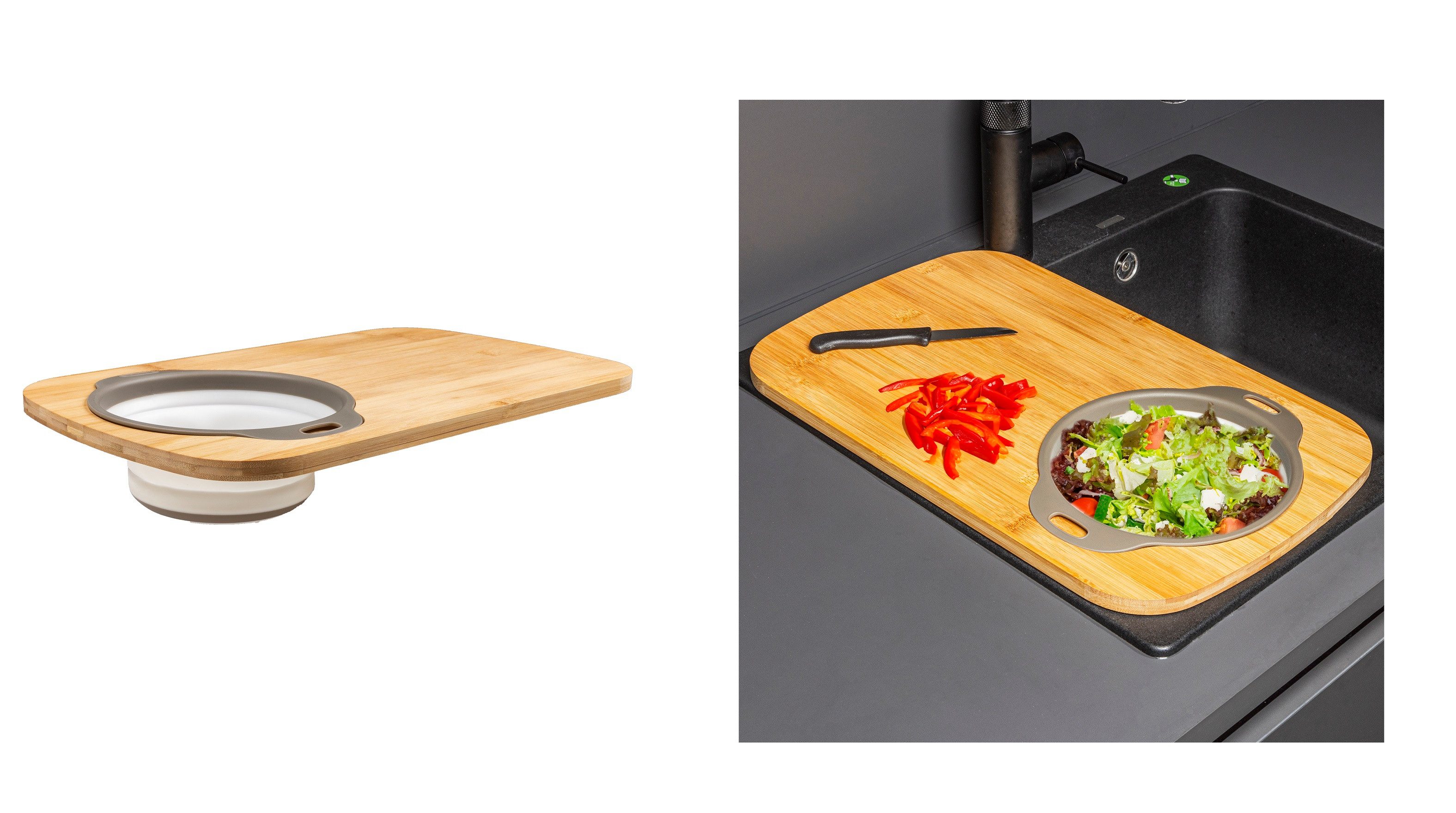 Rungassi Schneidebrett Schneidbrett Küchenbrett Arbeitsbrett mit Sieb 28562, (Schneidebrett mit Sieb)