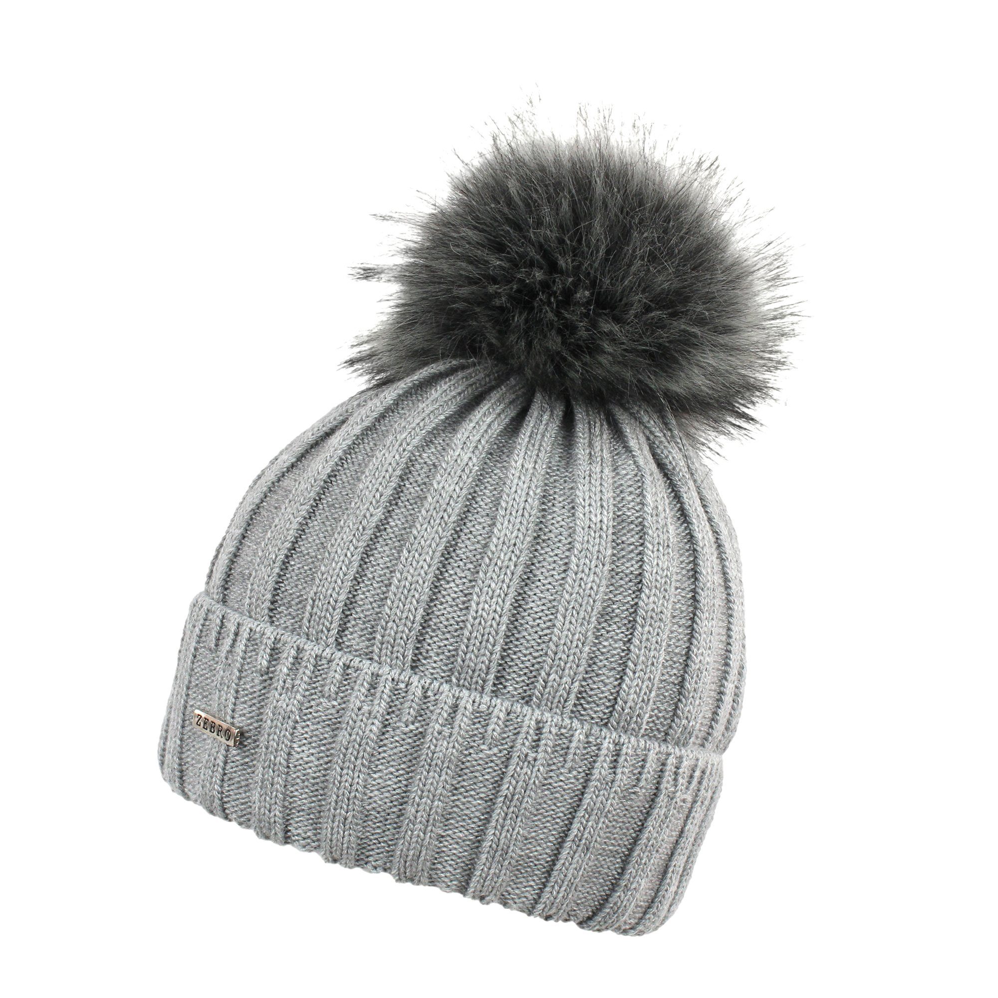 ZEBRO Strickmütze "Andrea" mit Kunstfellbommel günstig online kaufen