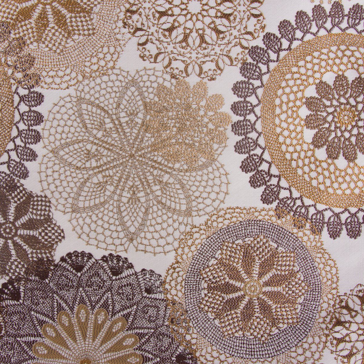 Stoff Polsterstoff Meterware Dekostoff Doily Mandala Blumen braun