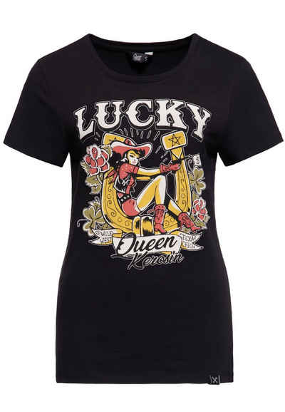 QueenKerosin Print-Shirt Lucky (1-tlg) mit vintage Front Print im Pin-up Design