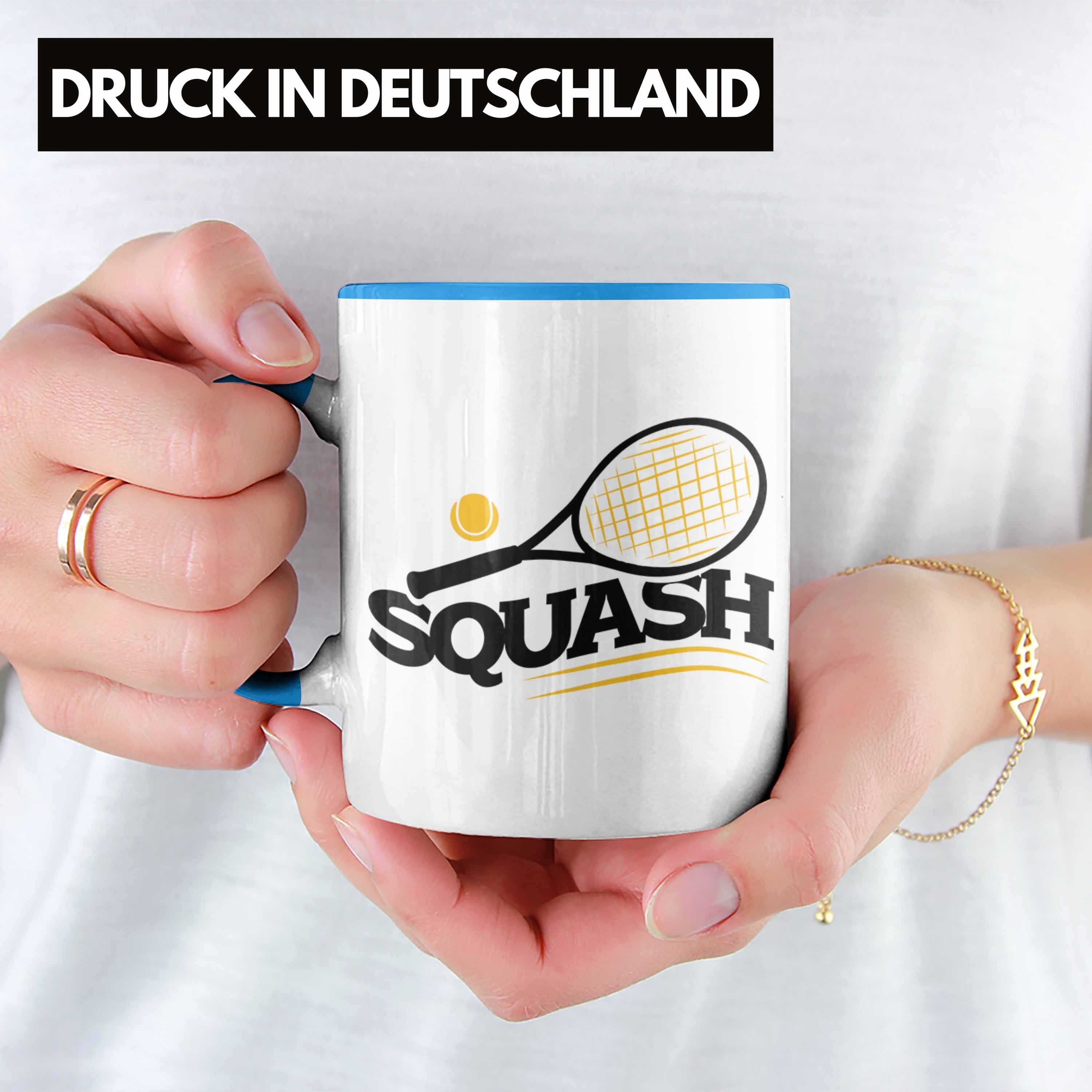 Trendation Blau Squash-Tasse Lustige Tasse Geschenk Squash-Spieler für