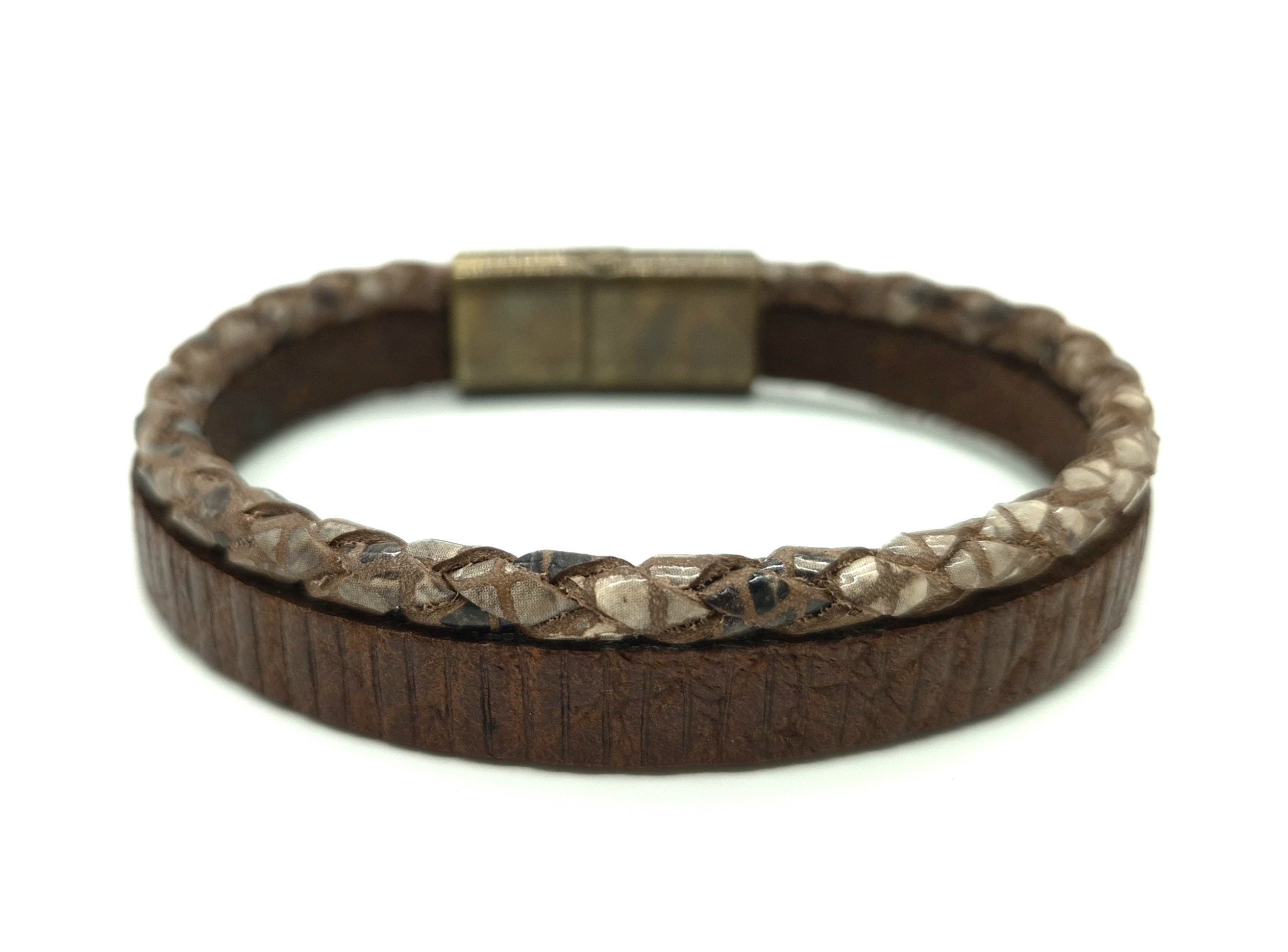 NAHLE Lederarmband Leder Armband aus Echtleder Braunes Armband (inklusive Schmuckbox), aus Echtleder geflochten - mit starkem Magnetverschluss