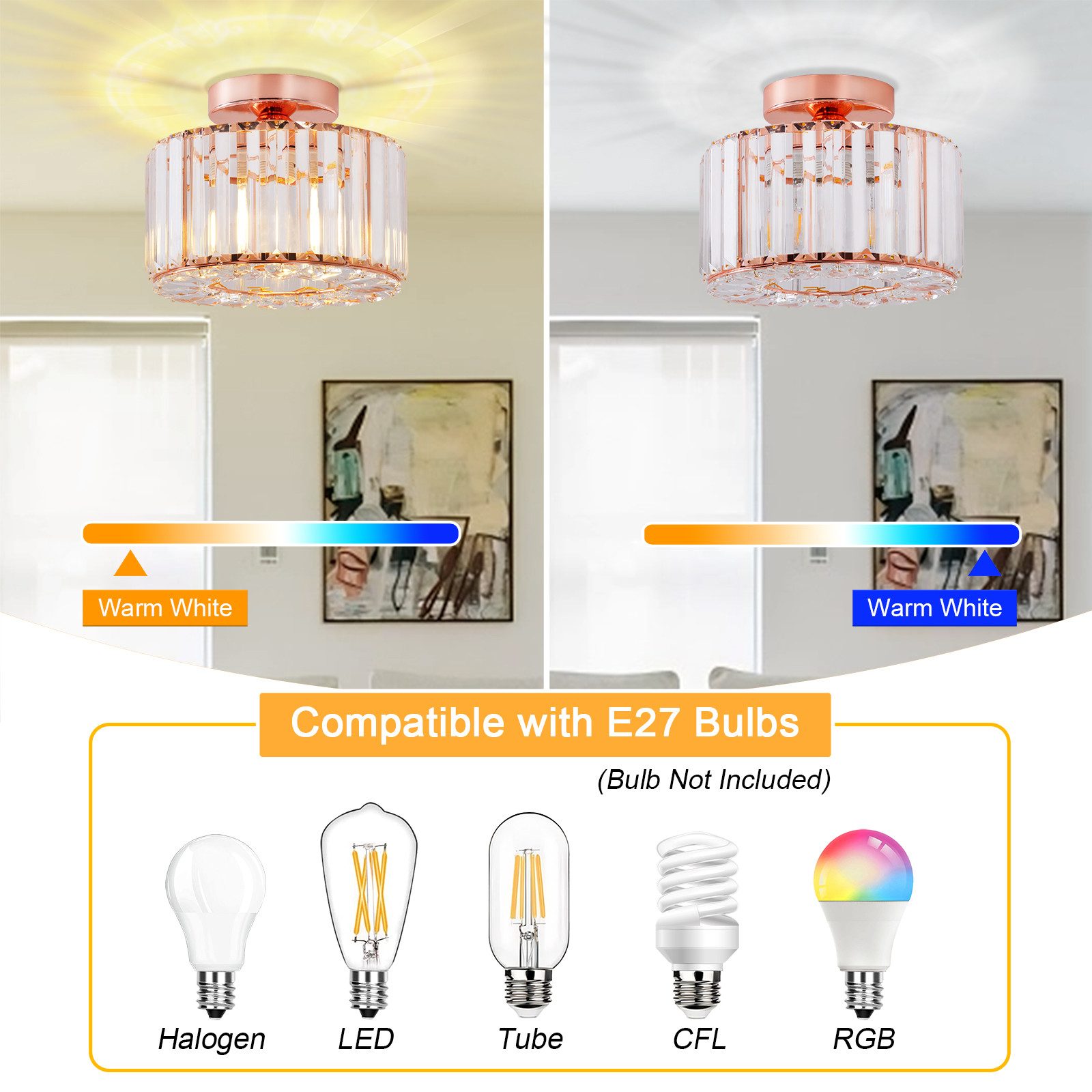 POPOLIC LED Deckenleuchte Moderner Kristalllüster, Deckenleuchte mit Glassc günstig online kaufen