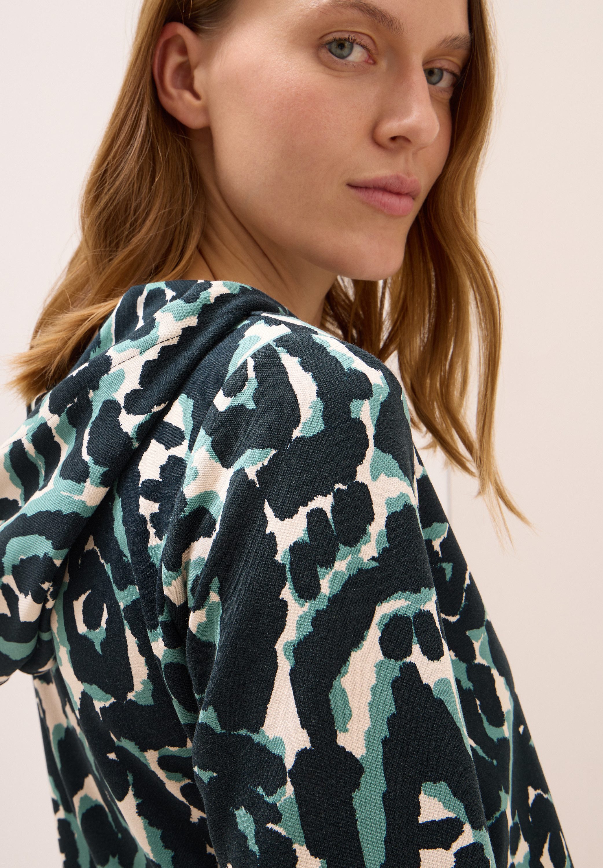 CECIL Kapuzensweatshirt mit 3/4 Arm, gemustert