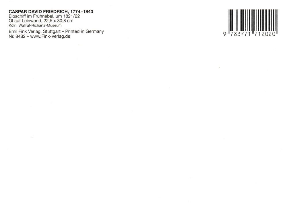 Thumbnail - Postkarte Kunstkarte Caspar David Friedrich "Elbschiff im Frühnebel"