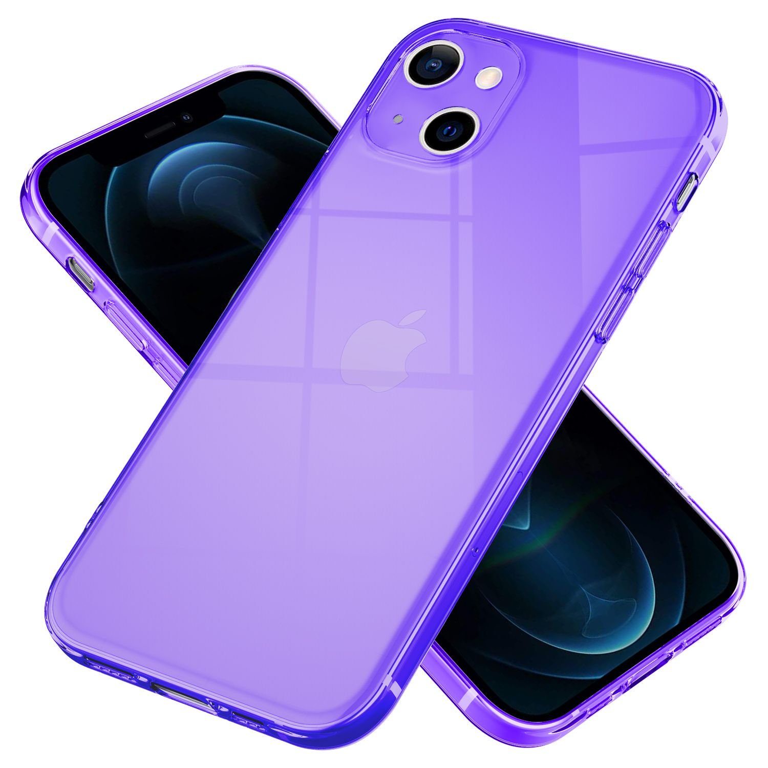 Nalia Smartphone-Hülle Apple iPhone 13 15,5 cm (6,1 Zoll), Klare Neon Silikon Hülle / Bunt Leuchtend / Durchsichtig / Flexibel