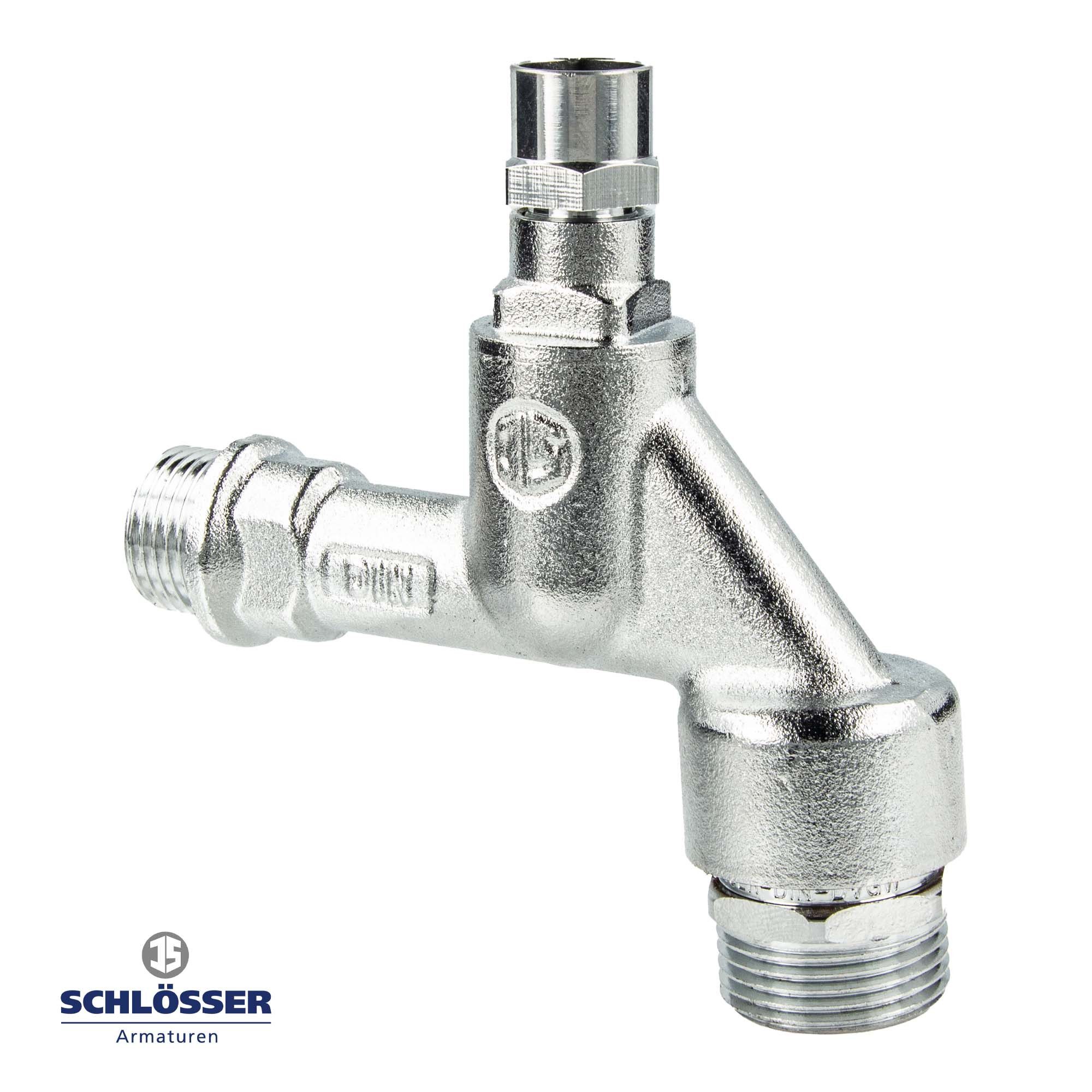 Schlösser Auslaufventil DVGW-Auslaufventil mit Steckschlüsseloberteil, RV und Rohrbelüfter