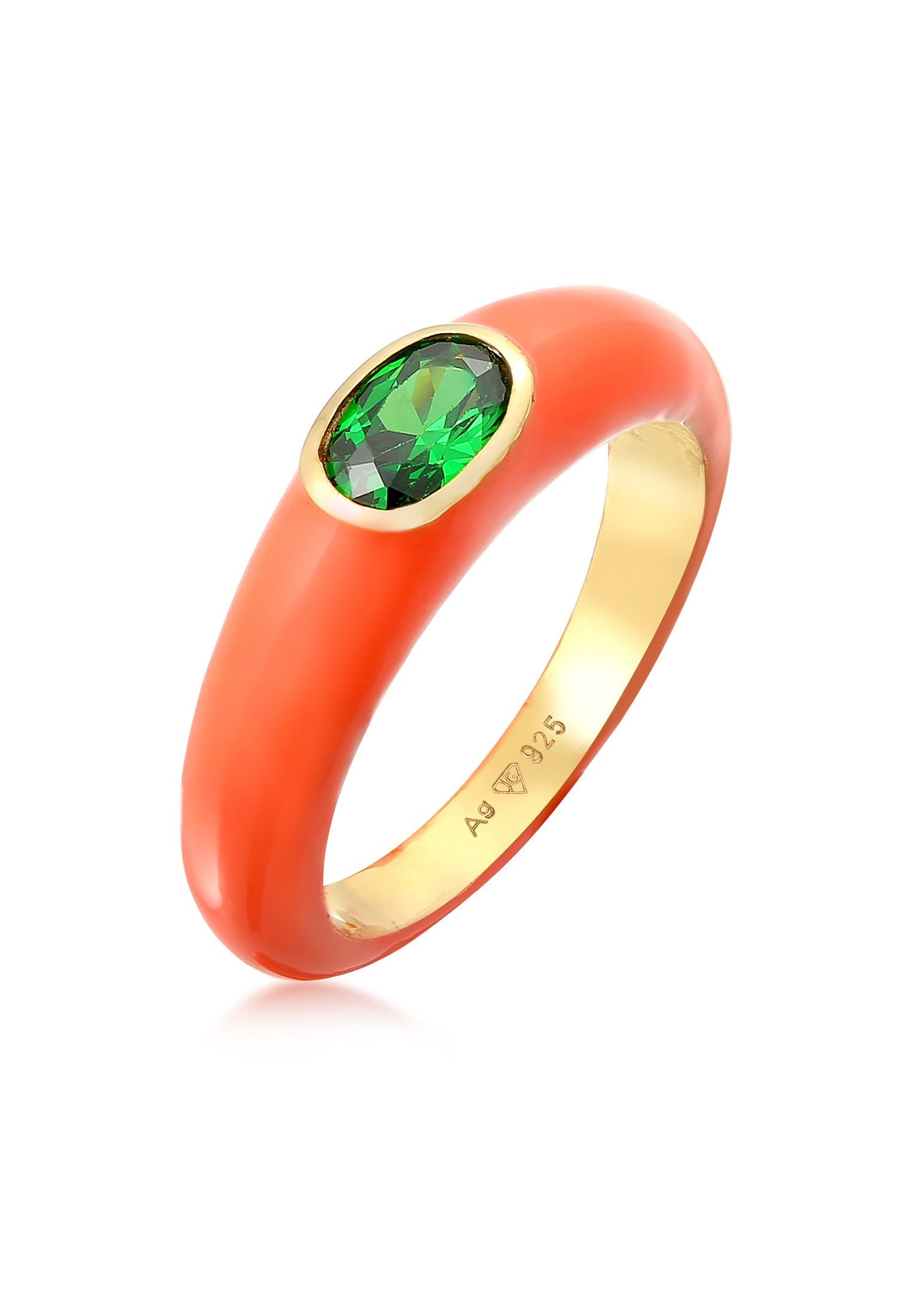 Elli Fingerring Zirkonia Oval Solitär Emaille günstig online kaufen