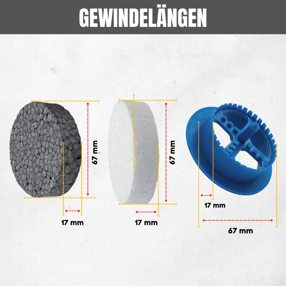 STRÜBER Dämmstoffdübel WDVS SET (Styroporscheiben + 1 x Styroporfräser), (100-tlg), WDVS, Wärmedämmung, Dämmstoffdübel – Bild 4 von 4