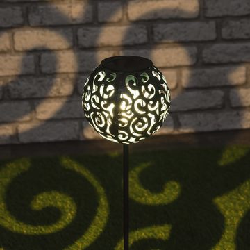 IC Gardenworld Kugelleuchte 2 Stück Solarkugel aus Metall im orientalischem-Look, LED fest integriert, Warm-weiß, ca. 86 cm hoch, Solarlampe im modernen Look, warm-weiße LED