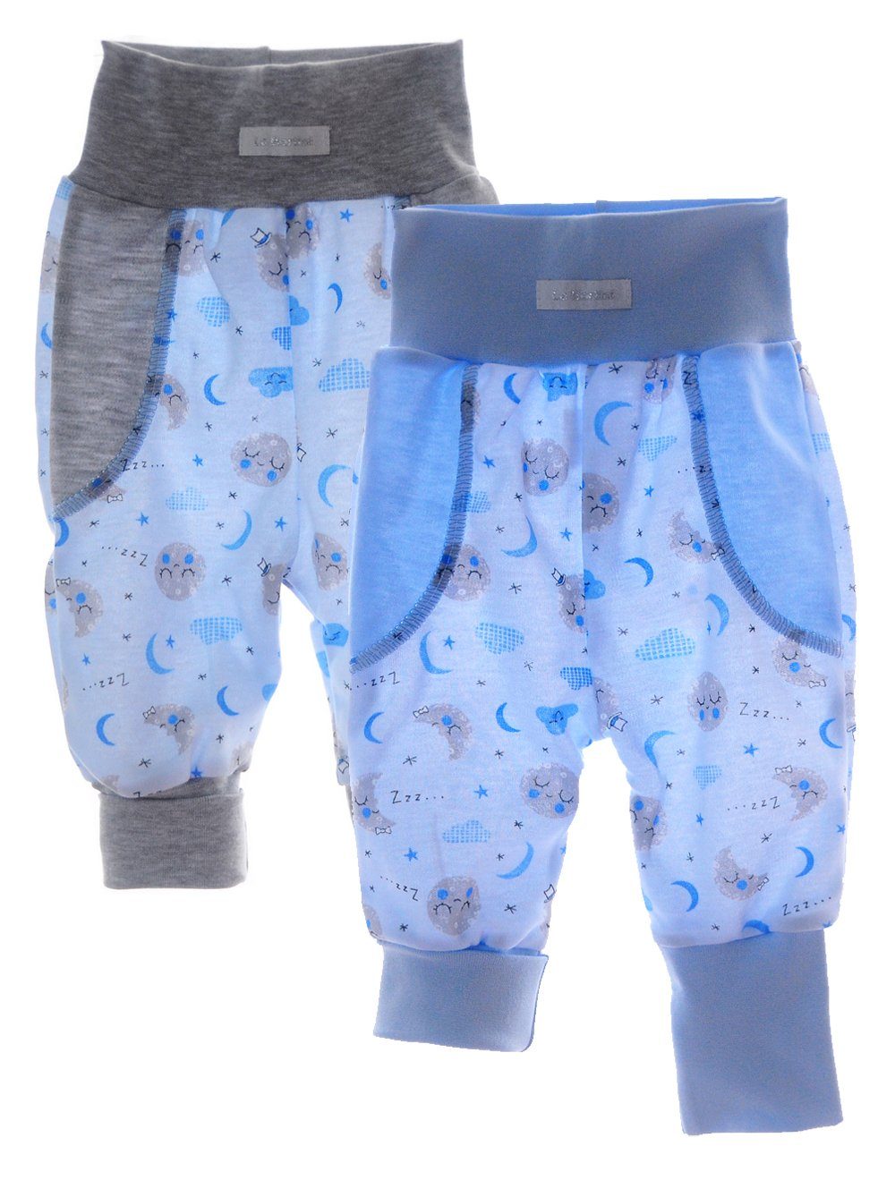 Schlupfhose Baby Hose 2er Pack Mitwachshose mit langen Bündchen Hosen in Blau