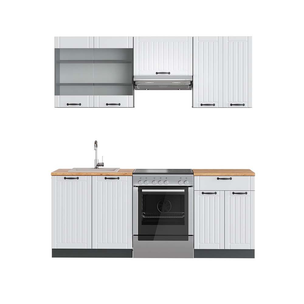 Vicco Küchenzeile Fame-Line, Weiß Landhaus/Anthrazit, 200 günstig online kaufen