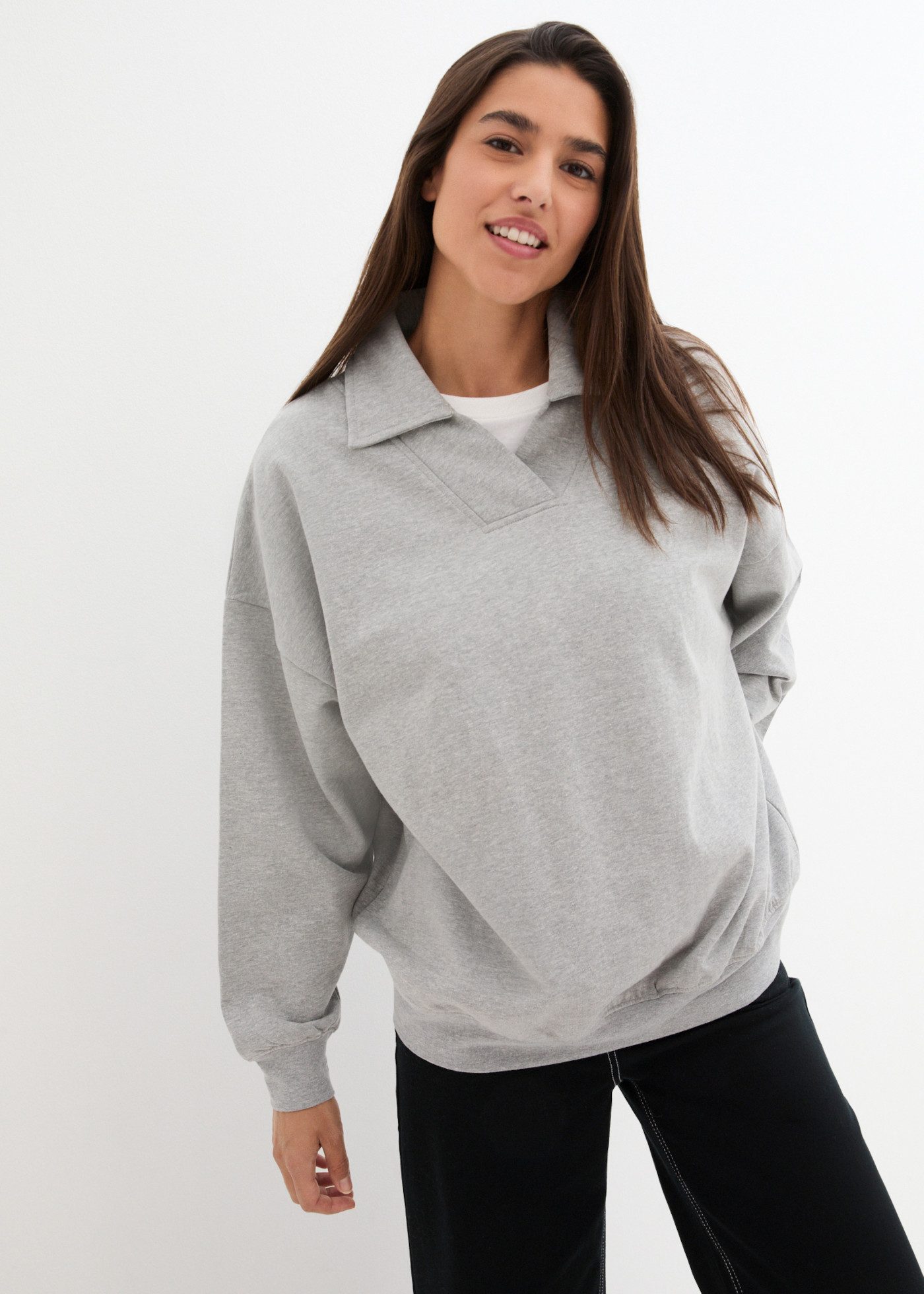 bonprix Sweatshirt Oversize-Passform, mit Rippeinsatz, casual