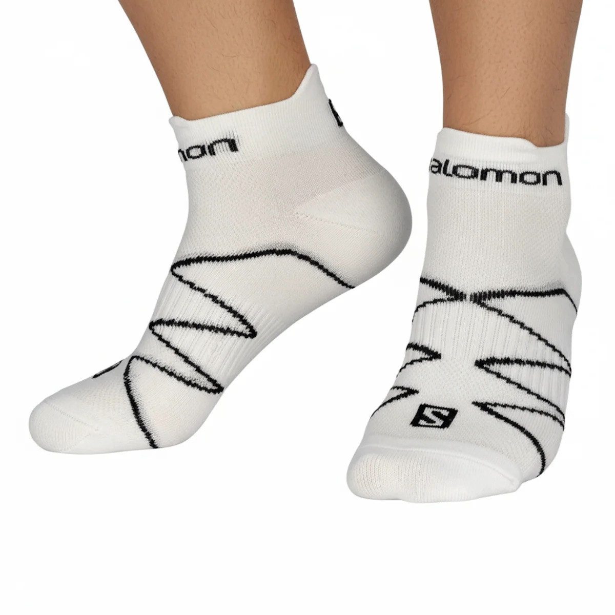 Salomon Sportsocken Socken Salomon Sonic Sneaker2 Pack Laufsocken Schwarz Weiß 45 - 47 mit Logoschriftzug