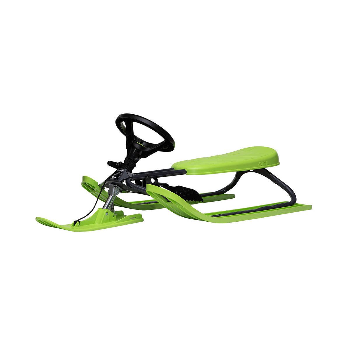 STIGA Sports Lenkschlitten Snowracer Iconic (Einzeln, mit Zugseil), 3-Kufen-System, Lenkrad mit Griffzonen, Fußbremse