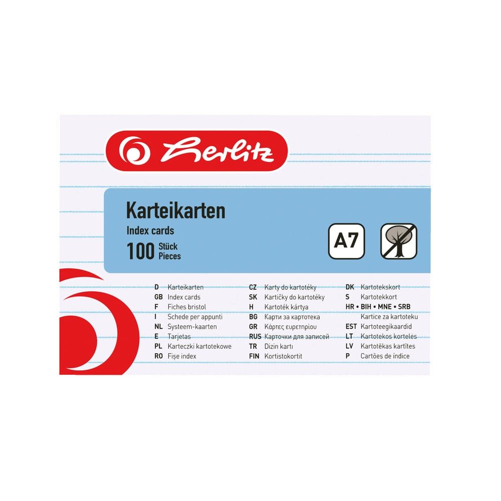 Herlitz Karteikarten herlitz Karteikarte A7 liniert weiss 100 Stück