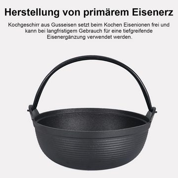 Welikera Grilltopf Campingtopf,Guss-Eisen Topf,Tragbarer Dutch Oven, Schmortopf,27*21.8CM, (1-tlg)