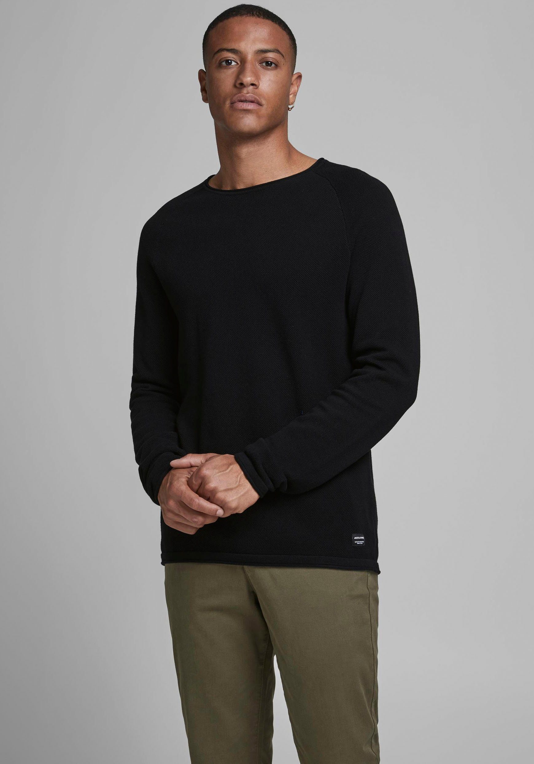 Jack & Jones Rundhalspullover HILL KNIT schwarz | 