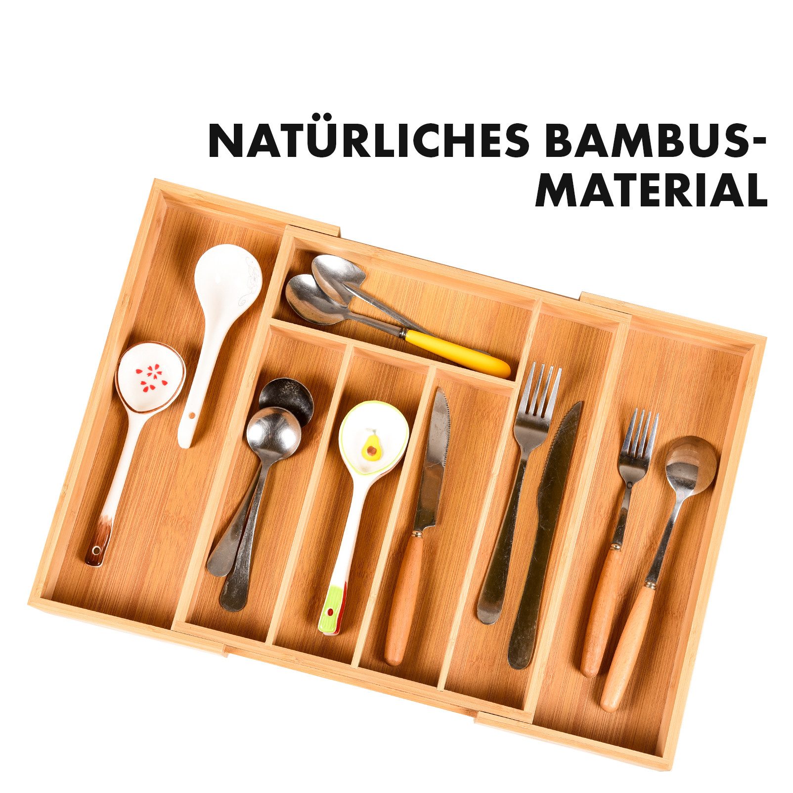 Floordirekt Besteckkasten aus Bambus Nevada, Verstellbarer und nachhaltiger Organizer, Geeignet für die meisten Schubladengrößen – Bild 3 von 5