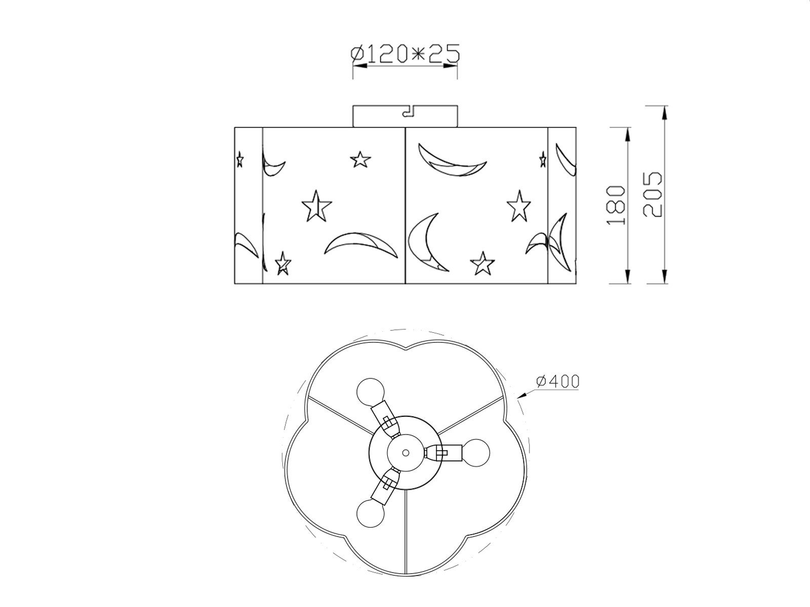 TRIO Leuchten LED Deckenleuchte, LED wechselbar, Warmweiß, große Kinderlampe Stofflampe Mond Wolken-lampe über Bett Weiß, Ø40cm