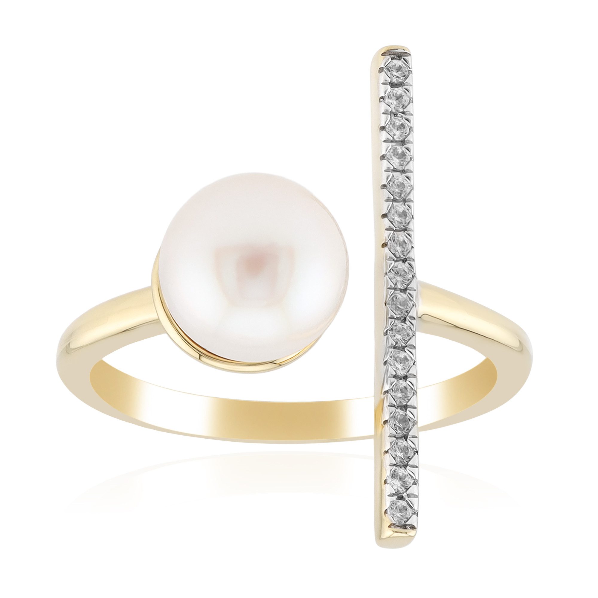 Cavill Perlenring Cavill Ring Sterlingsilber vergoldet mit 7,5 mm Akoya Perle & Zirkon (1-tlg)