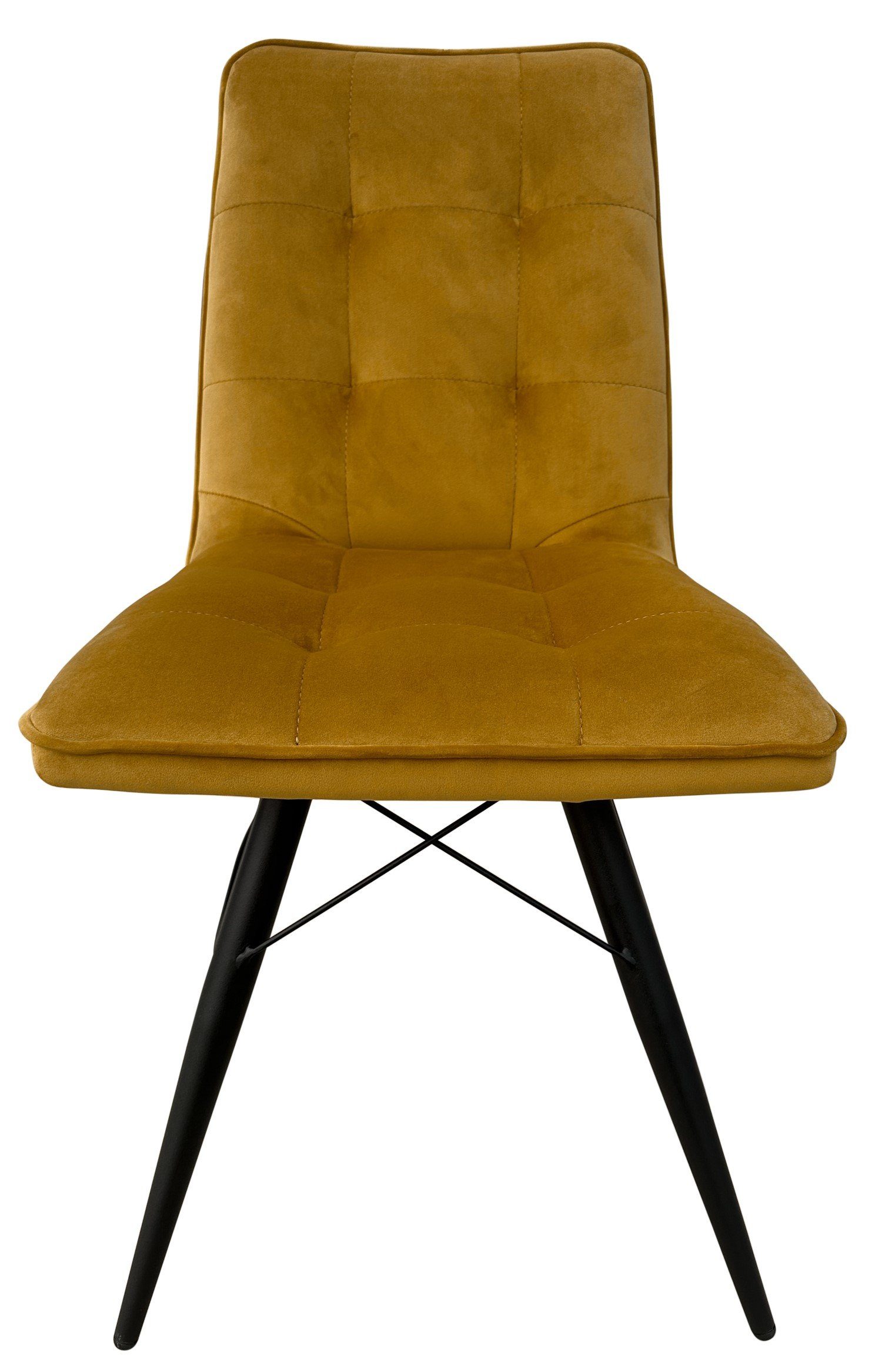 living - Samtbezug - - hohe Stuhl weicher Samt bene Vicenza saharagelb, - gepolstert - Metall-Gestell Rückenlehne