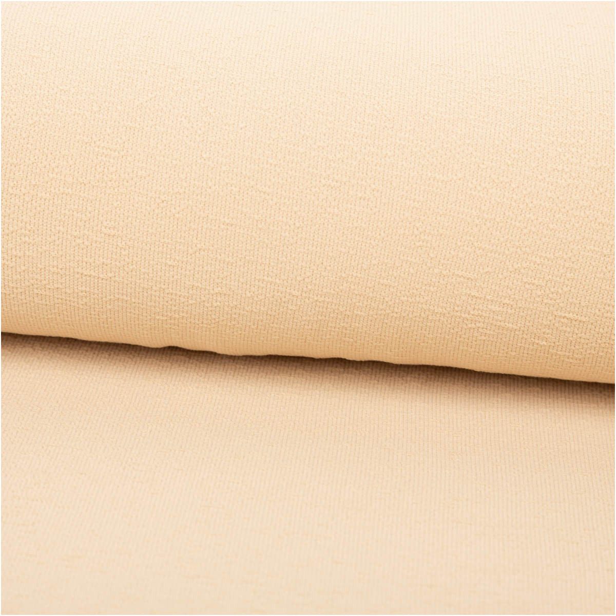SCHÖNER LEBEN. Stoff Terry Krepp Jersey Meterware Baumwolle uni beige 145cm elastisch, allergikergeeignet,atmungsaktiv,pflegeleicht