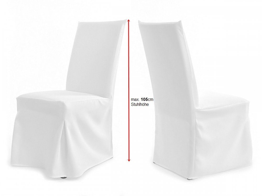 Stuhlhusse Universal Stuhlhussen - Modell Paris, Stuhlbezug Premium waschbar, TexDeko, universell, blickdicht, pflegeleicht und wiederverwendbar Weiß