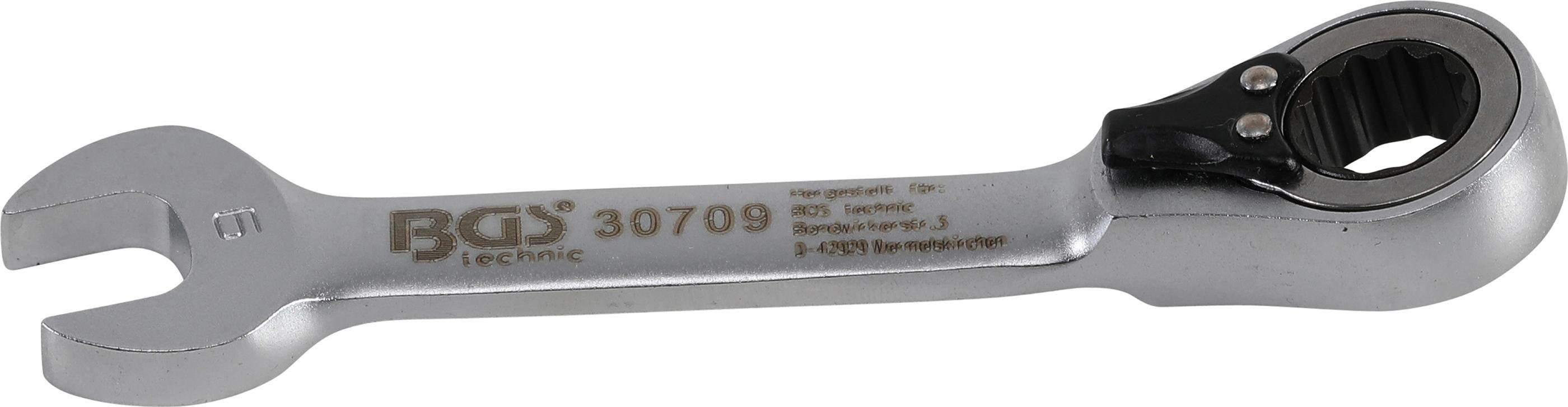 BGS technic Stecknuss Ratschenring-Maulschlüssel, kurz, umschaltbar, SW 9 mm