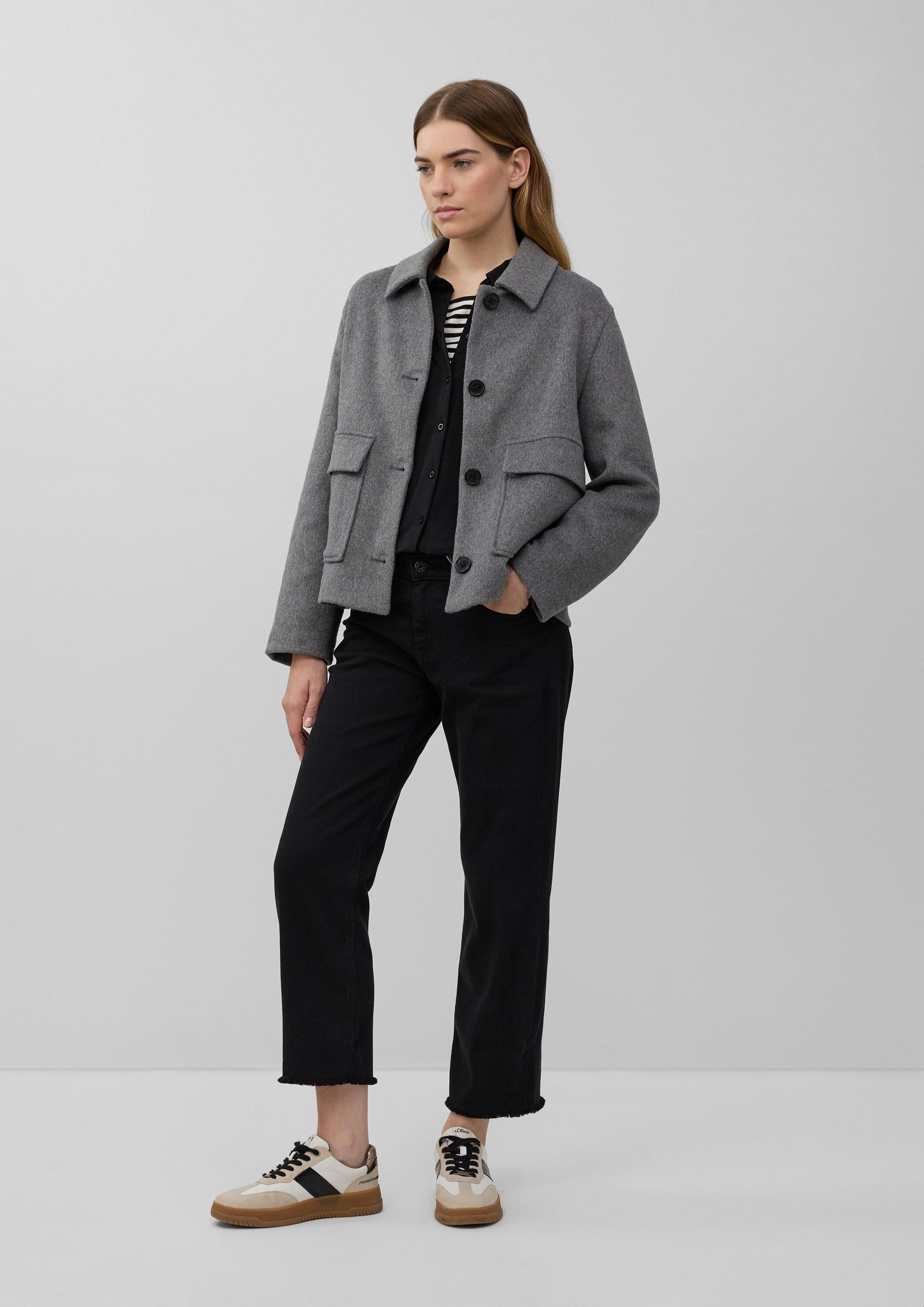 s.Oliver Funktionsjacke Outdoor-Jacke Jacke aus Wollmix im Relaxed Fit mit aufgesetzten Taschen
