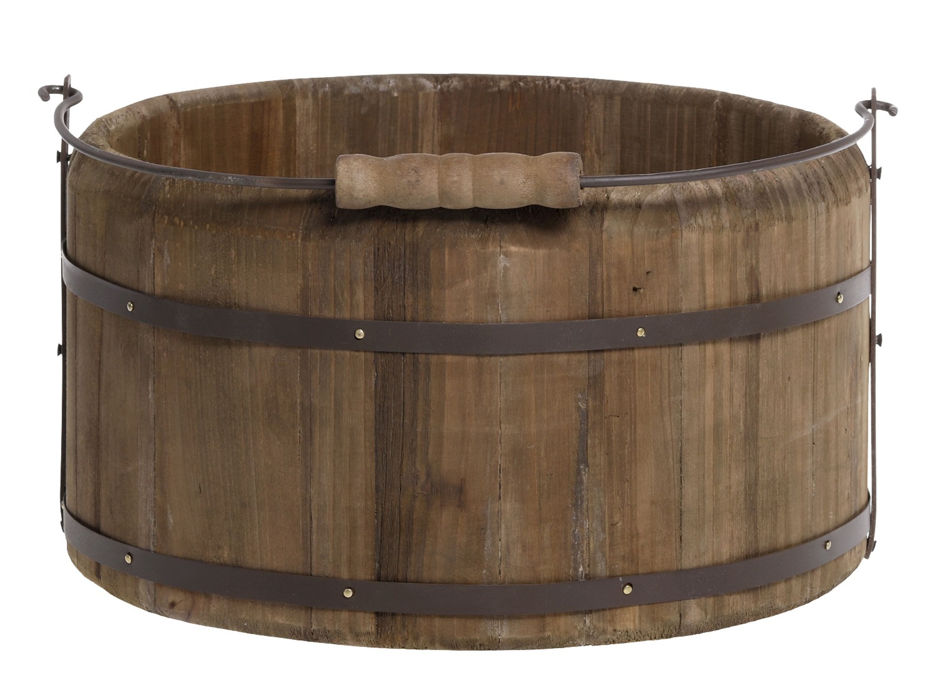 Chic Antique Blumenkasten Chic Antique - Eimer aus Holz Holzeimer mit Henkel H 15cm D 28cm