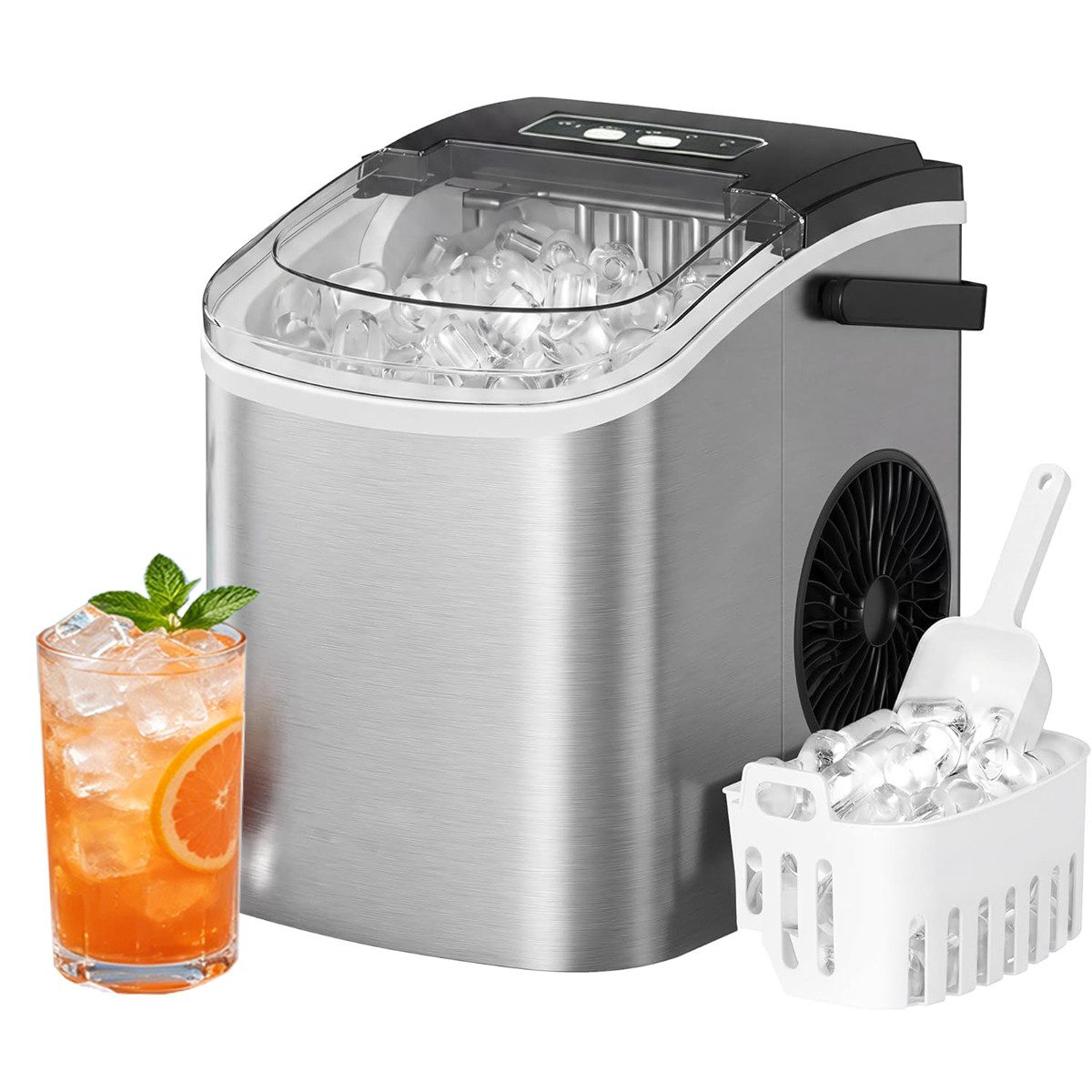 AeroAxis Eiswürfelmaschine Kleine Eiswürfelmaschine, 9 Eiswürfel in 6 Minuten, 15 kg/24 Stunden, selbstreinigende, Eiswürfelmaschinen für Zuhause, Küche, Büro und Bar