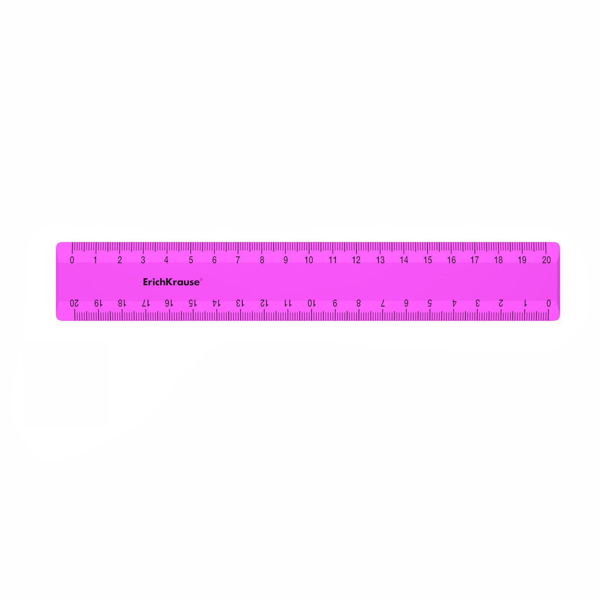 Erich Krause Lineal, Lineal 20cm doppelseitig Kunststoff 1 Stück Neon Pink