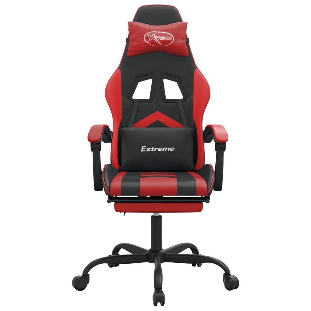 Fußstütze & Gaming-Stuhl furnicato (1 Schwarz Kunstleder Rot mit St) Drehbar