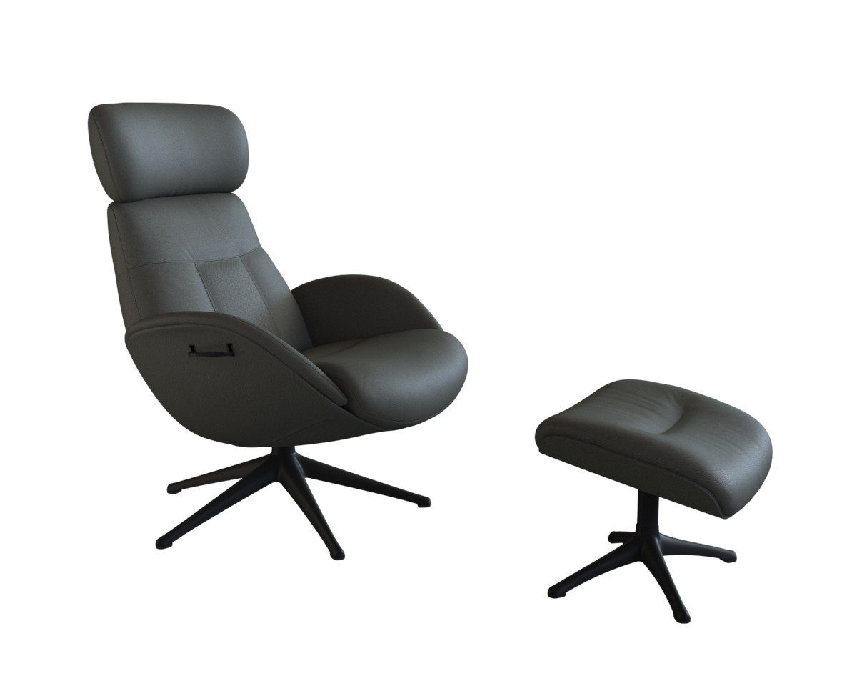 FLEXLUX Relaxsessel Elegant, Funktionssessel, verstellbarer Rücken- und Kopfstütze, Premium Komfort, Rücken- & Kopfteilverstellung, drehbar, Fuß schwarz