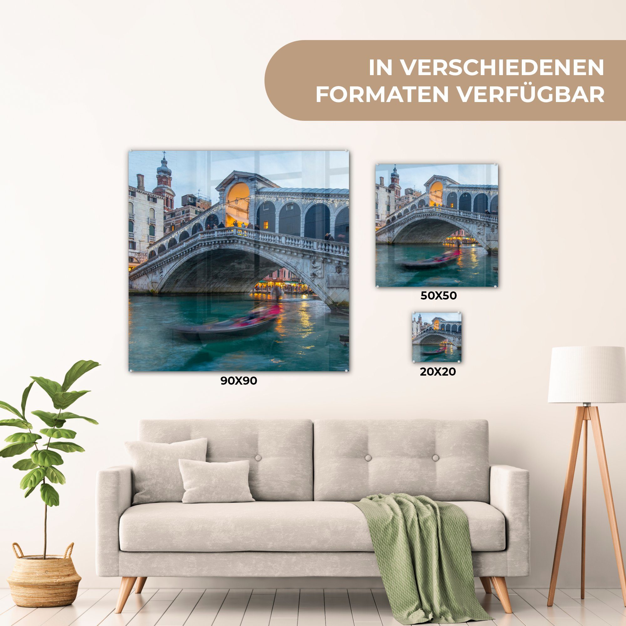 Acrylglasbild Rialto-Brücke, Bilder St), Die - Wandbild auf Glas Glas Wanddekoration (1 MuchoWow Foto auf Glasbilder - -