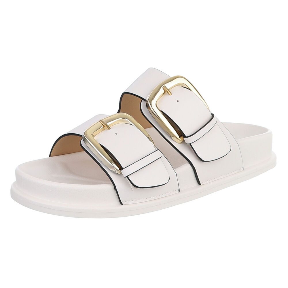 Damen Pantolette mit Schnallen und Fußbett Pantolette