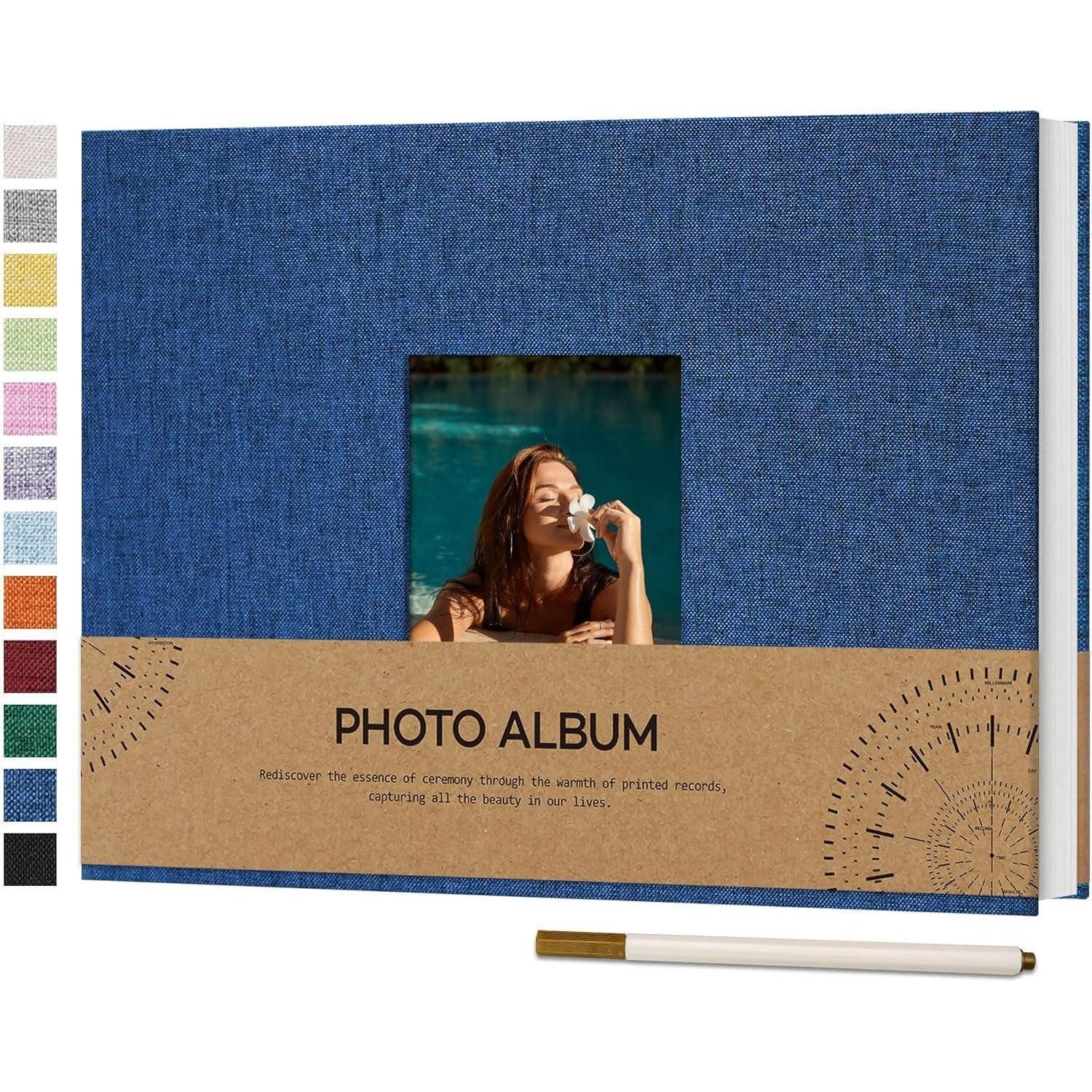 LuxusKollektion Fotoalbum Fotoalbum Selbstklebend 10x15 Leinen 21,5x30 CM 60 Seiten Marineblau
