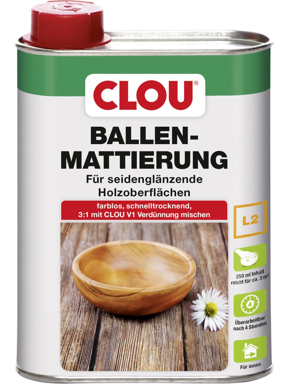 CLOU Clou Ballen Mattierung L2 250 ml farblos Holzpflegeöl